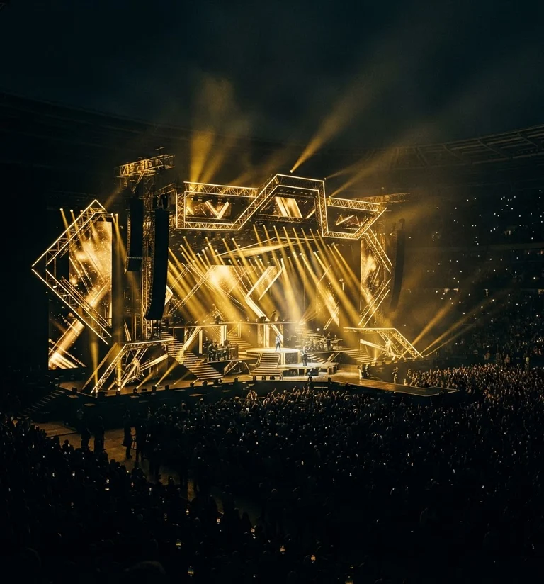 Işık hüzmeli büyük konser sahnesi