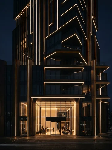 إضاءة LED معمارية على واجهة مبنى